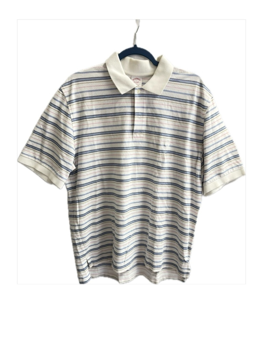 Brooks Brothers White Polo with‎ Blue Stripes